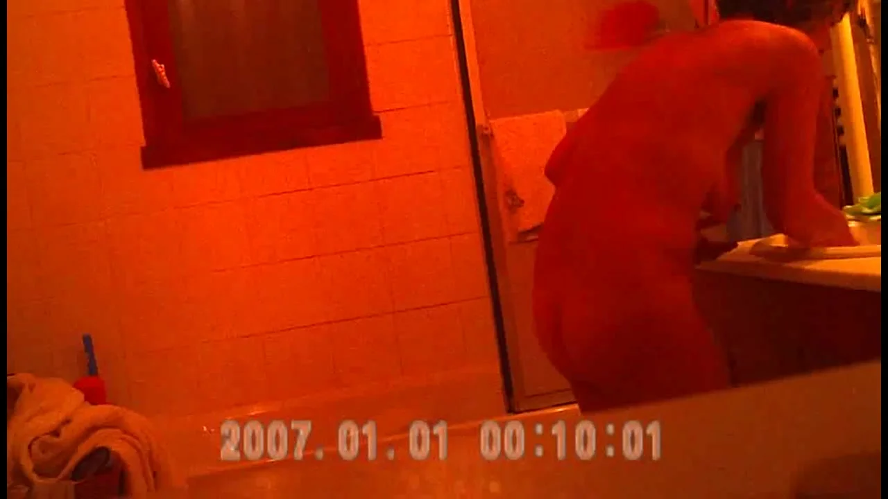 Mature in bathroom