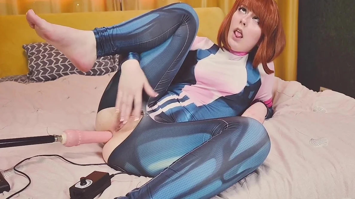 Spooky Boogie In My Hero Academia: Uravity Tries Dont Cum While Sex Machine Fucks Her Pussy And Ass
