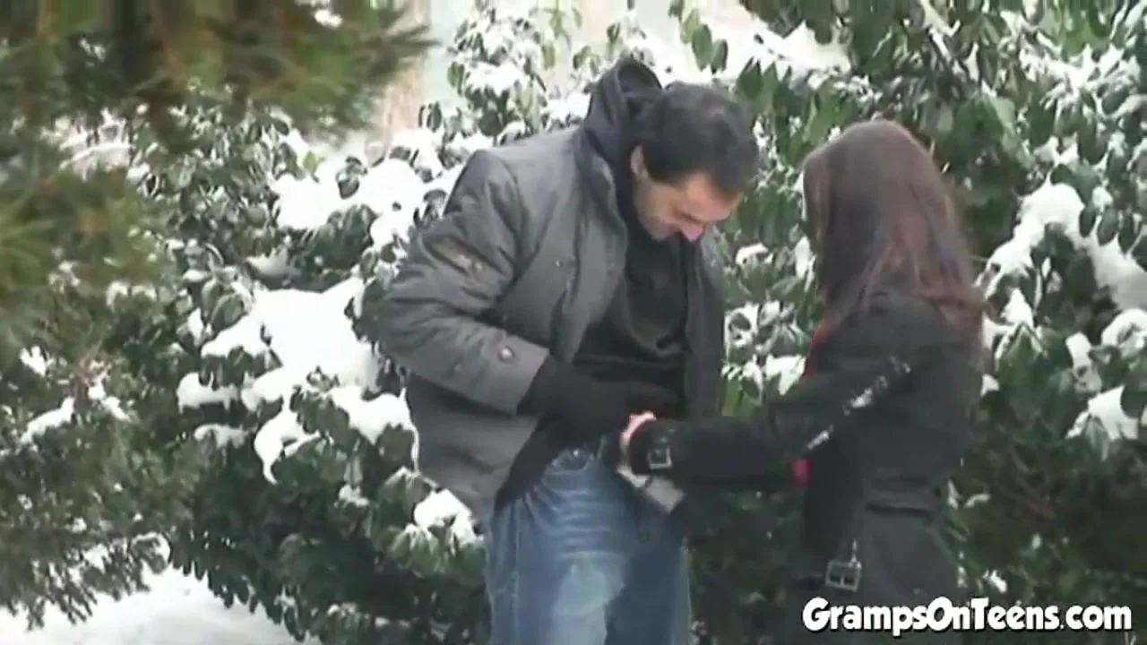 teen 18+ fucks old man cock in public