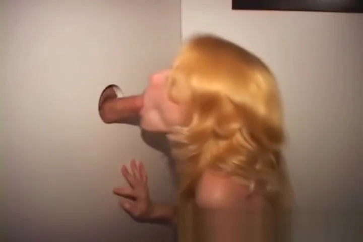 Gloryhole hungry slut gets ass creampie