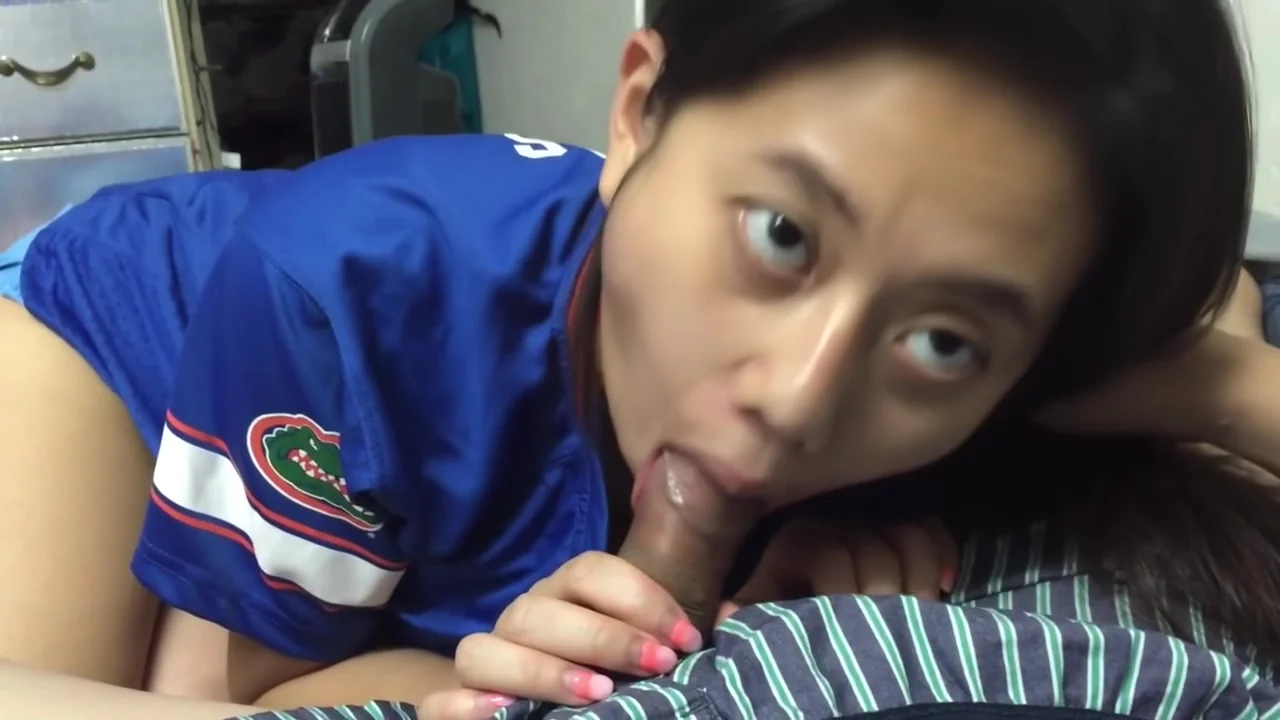 Asian american sucking and fucking pov