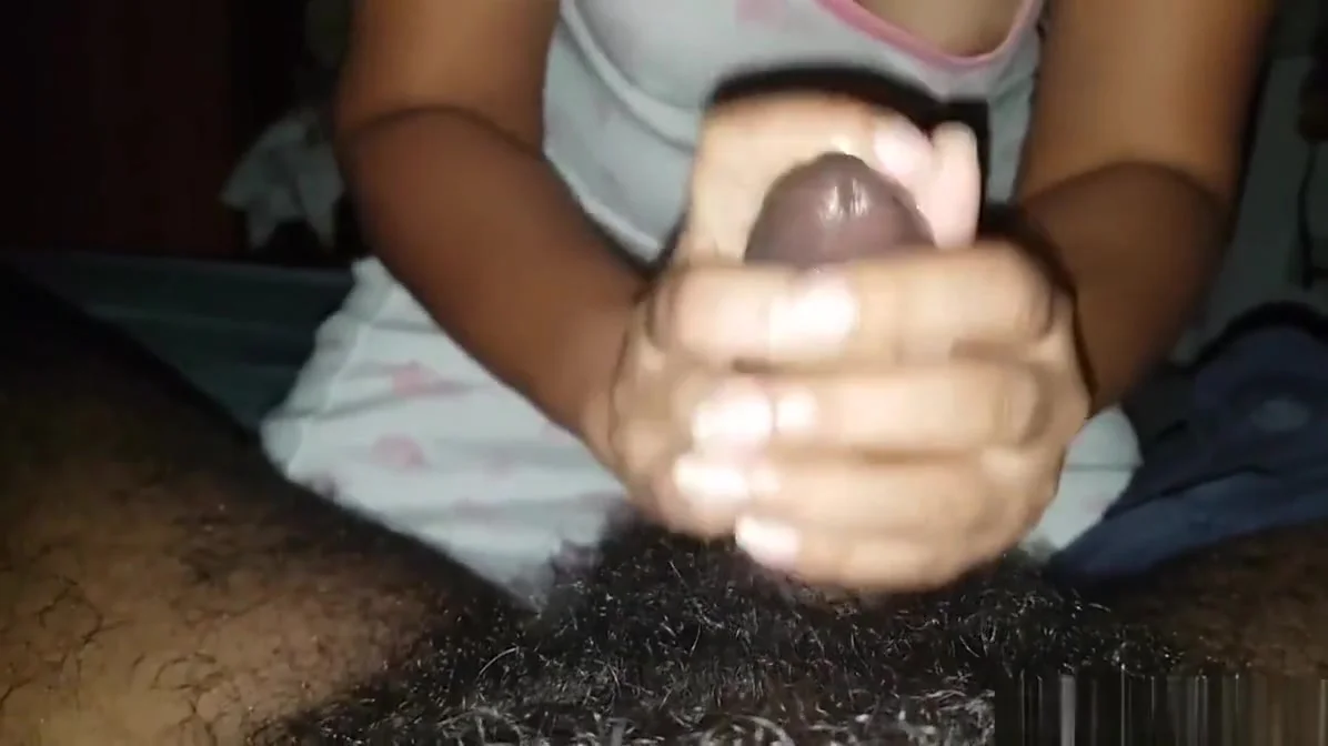 Draining white jizz out of a big black cock