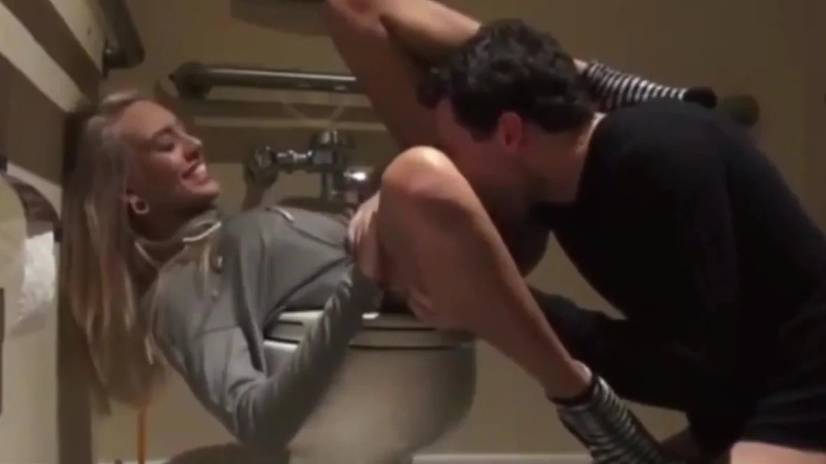 blonde teen 18+ enjoying hardcore sex with tourist in restroom