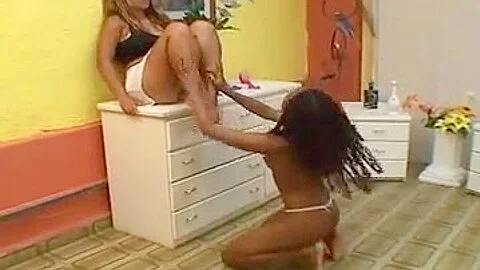 Brazilian lesbian interracial foot sex frenzy!!