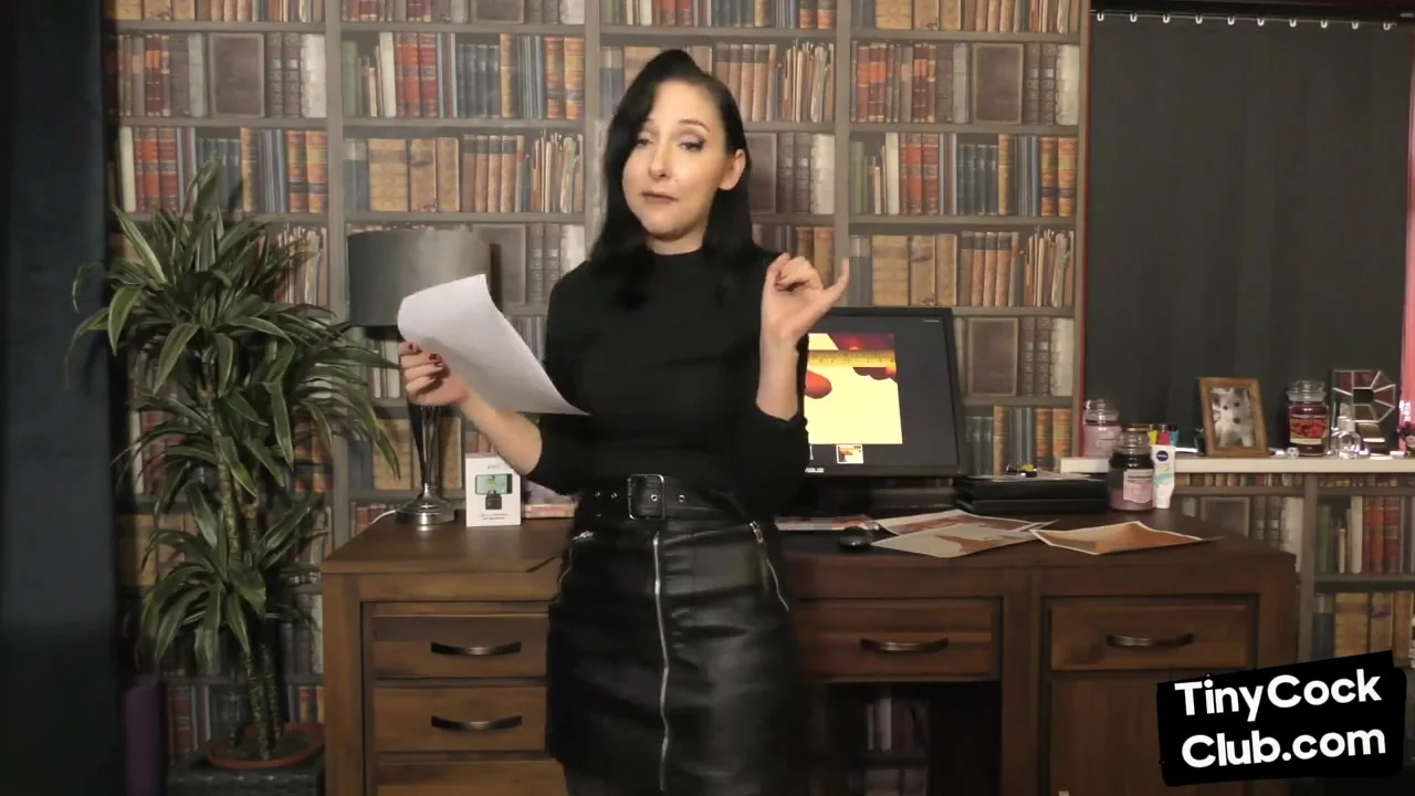 SPH solo babe in leather humiliates small cocks in dirtytalk