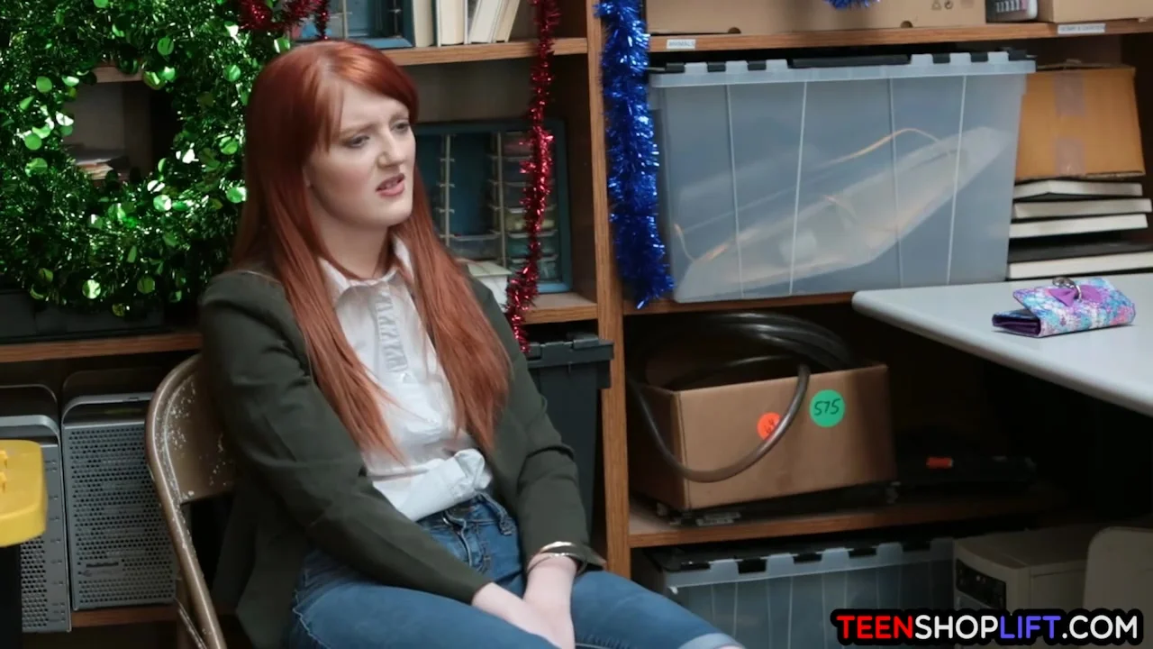 Redhead teen 18+ Shop Thief Caught And Fucked By Security
