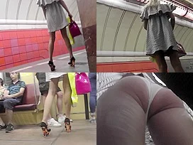 Great upskirt video exposes a skinny ass