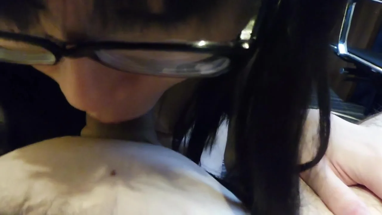 Asian Nerdy teen 18+ with Glasses gives Deepthroat Blowjob