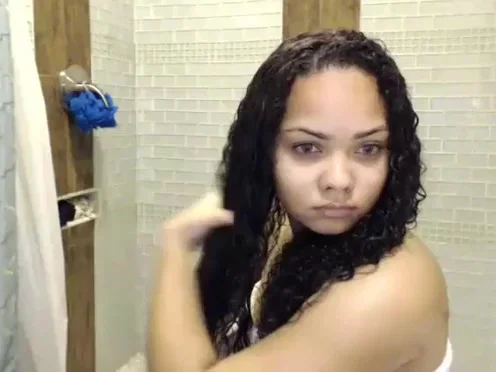 Latina woman taking shower live show