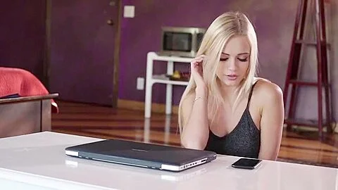 Nasty blonde babe stepdaughter seduced a naive stepdad