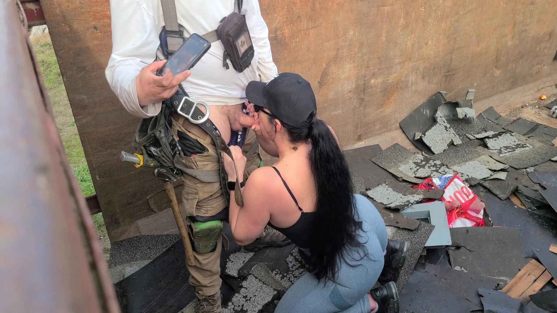 Sucking Off The Construction Crew Down The Road Part Two. Cum In Mouth