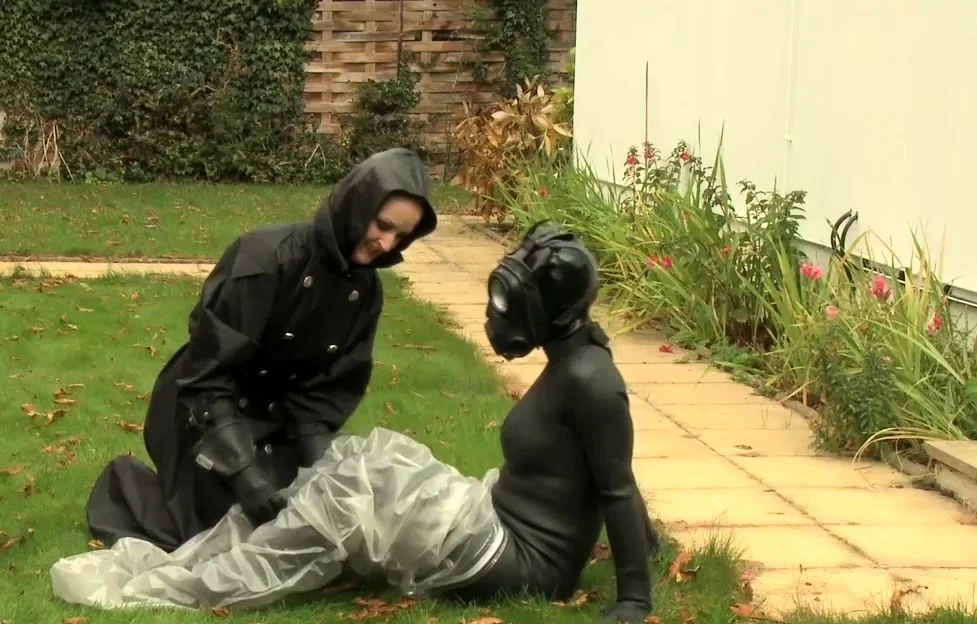 Blond latex slave hard BDSM fetish