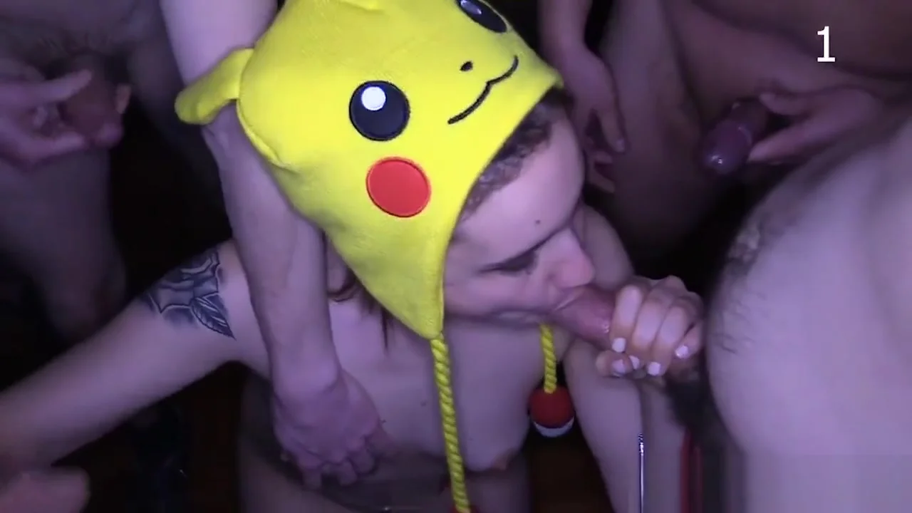 Cute teen 18+ wearing Pikachu hat gets several anal creampies