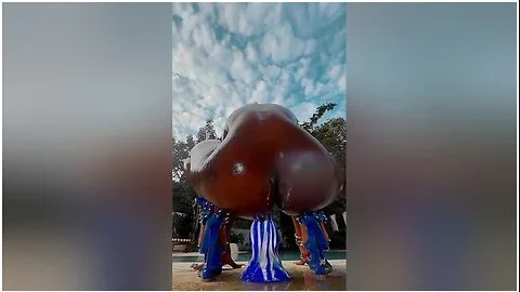 Riding My Big Blue Dildo Outside And Squirting All Along