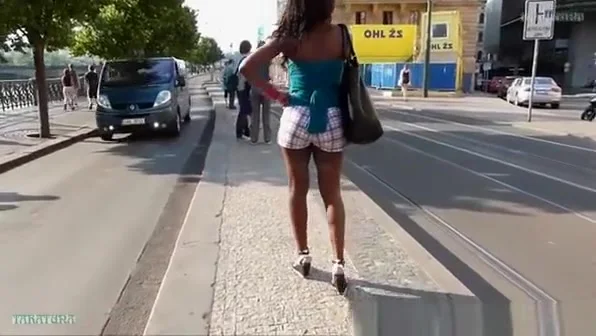 Black woman with a nice ass in shorts