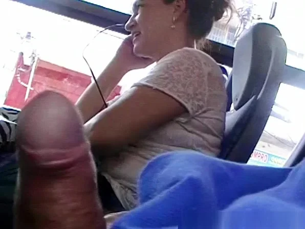 Flashing his cock to mature woman