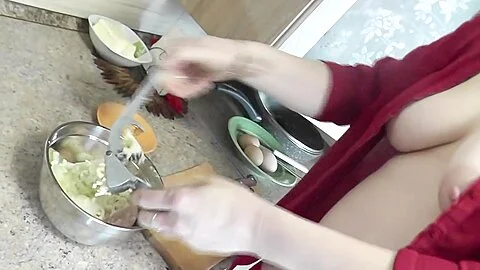 Nude Kitchen Naked Step mommy Milf Dubarry Without Panties In Stockings On High Heels Cooks Next Dish - Teaser Video