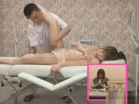 Topless Japan has massage on ass and clit