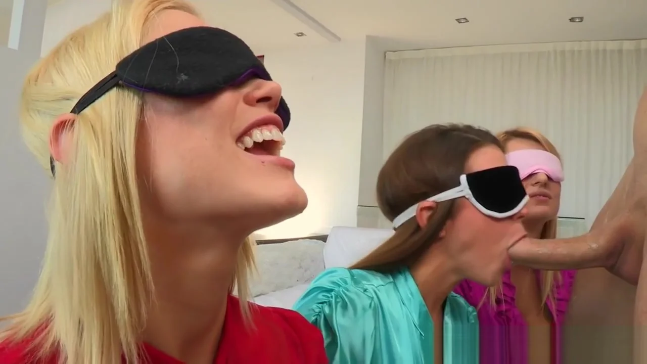 Blindfolded cfnm babes sucking cock