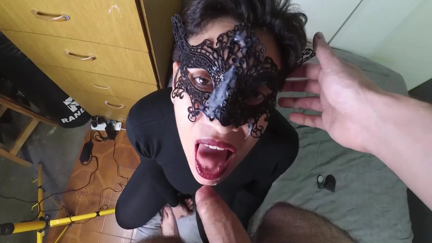Cum On Black Lace Mask - Black Mask
