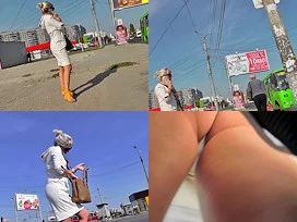 Upskirt mov of blonde cougar's bubble butt