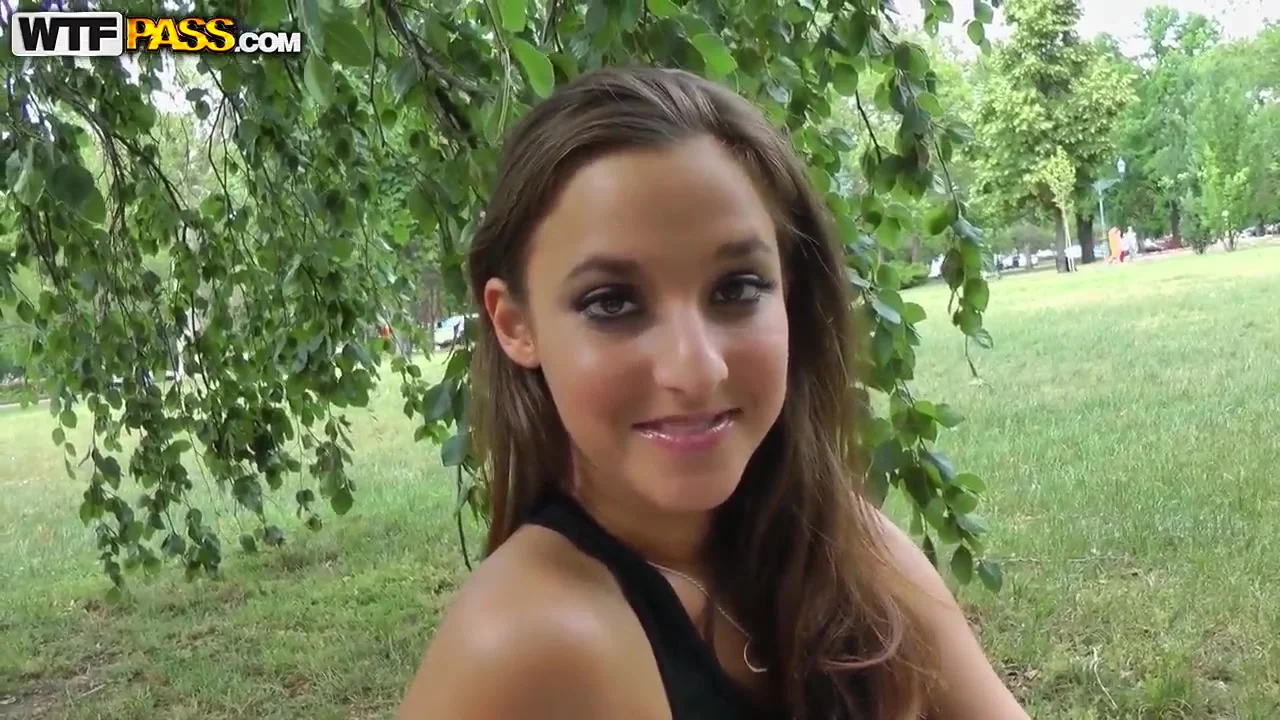 teen 18+ slut Amira Adara strips in park
