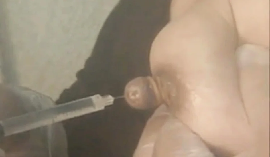 BDSM nipple play with needles from Japan