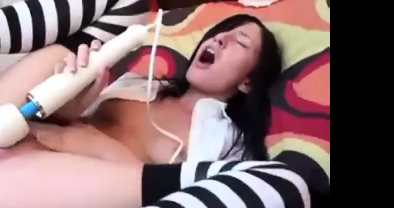 cute teen gets crazy with her hitachi magic wand
