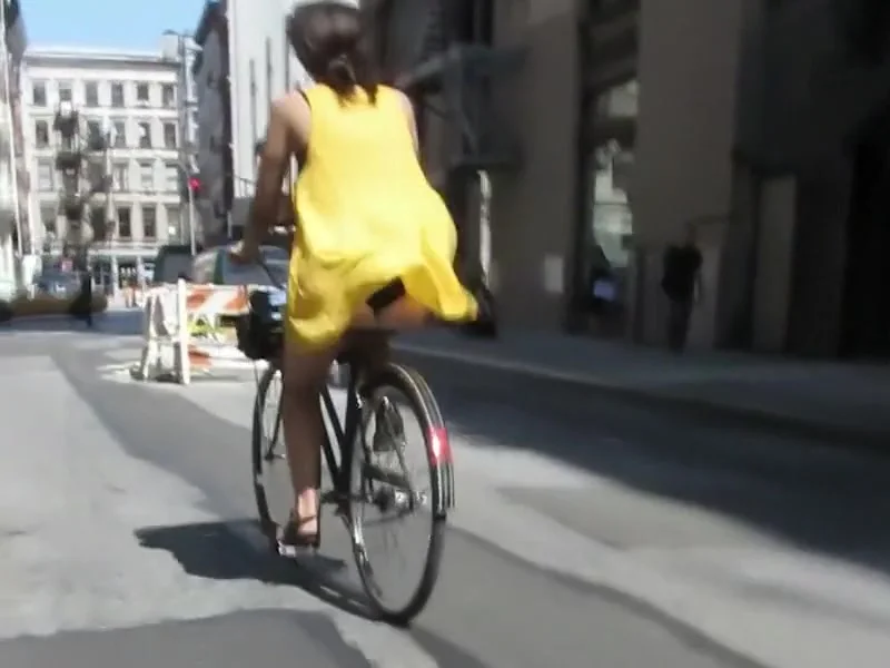 Accidental nudity on a bicycle