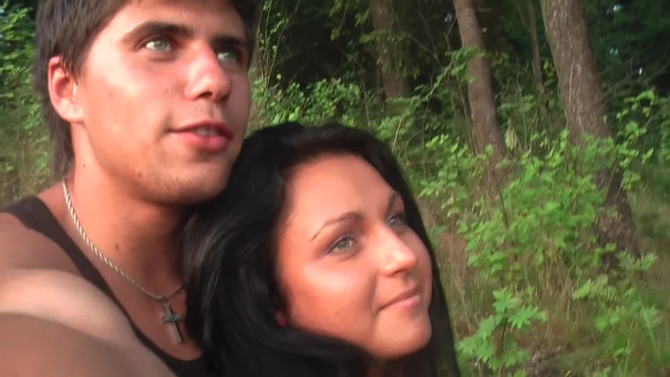 Jocelyn in outdoor scene with an amateur girl sucking dick
