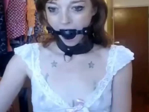 petite redhead Chelsea Mantooth gags herself and masturbates