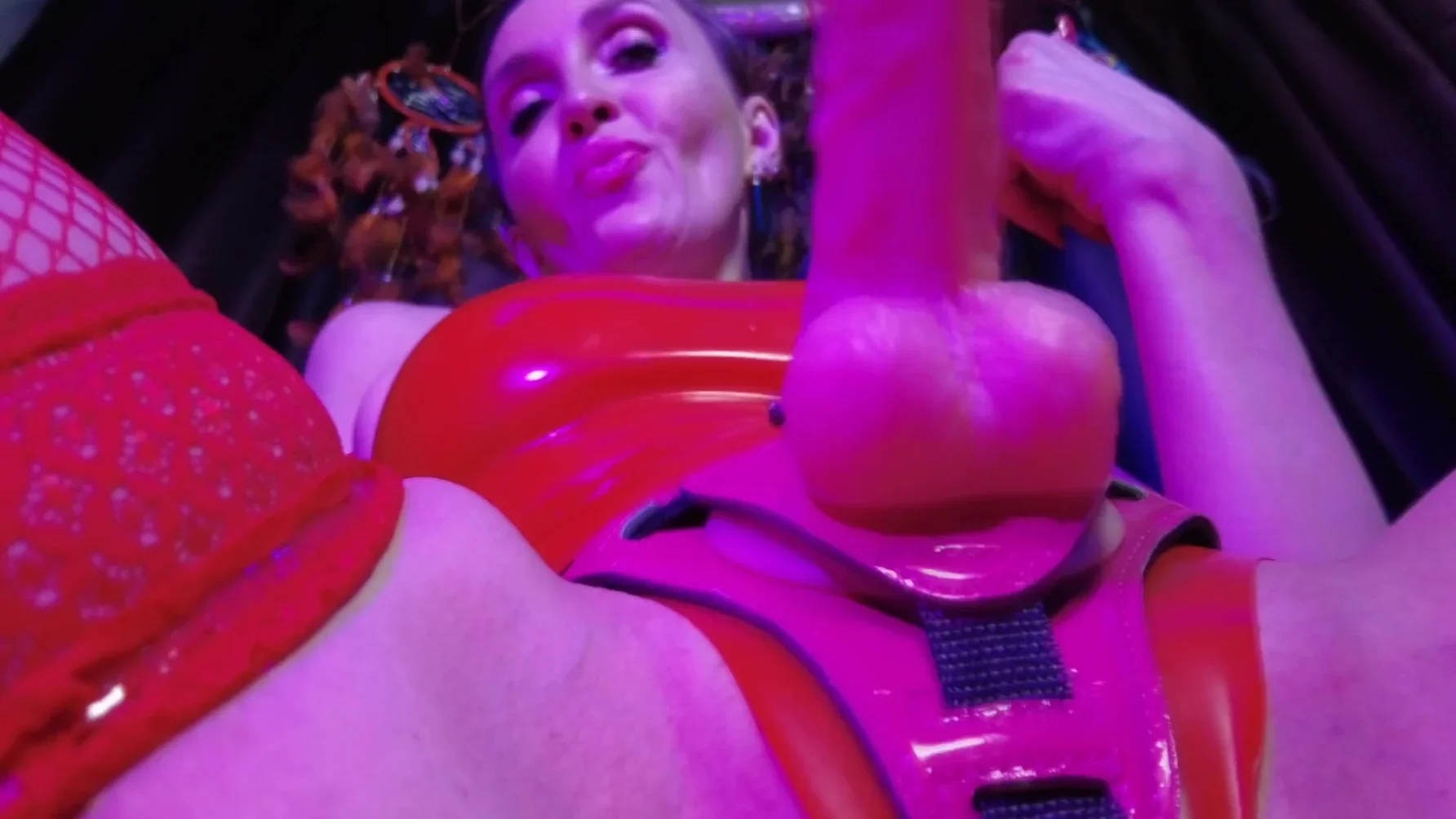 Red Rubber Dominatrix Eva Latex Femdom Bdsm Solo Strapon Toys Sexy