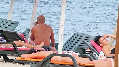 Close-up Gorgeous Topless Beach teen 18+