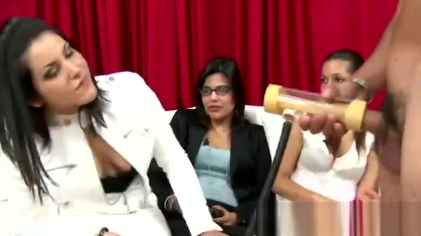 Horny cfnm sluts use sex toy
