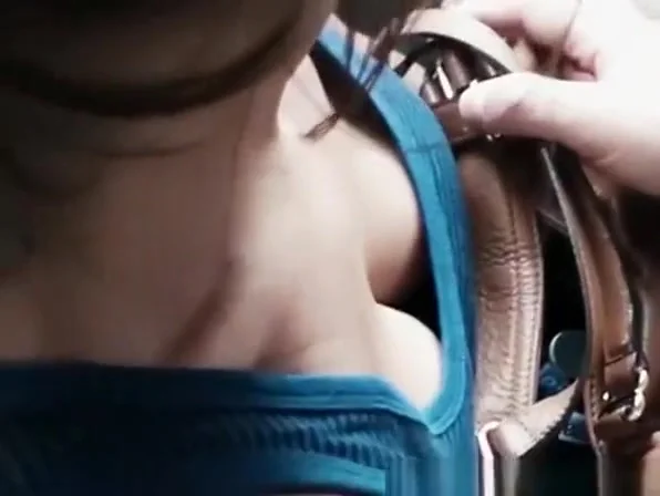 Candid down blouse on milf with glasses