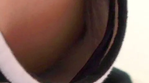 Adorable Japanese brunette gal downblouse voyeur nip slip