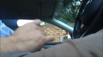 New Dick flash from car to black girl - long look