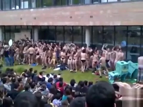 Naked students 18+ dancing to the music