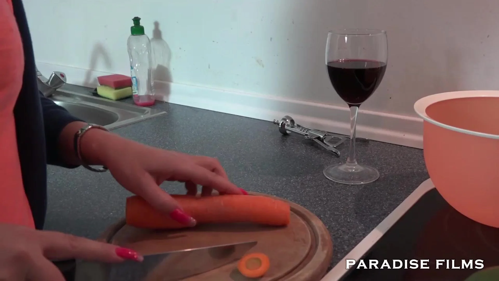 German Lesbians making out in the kitchen