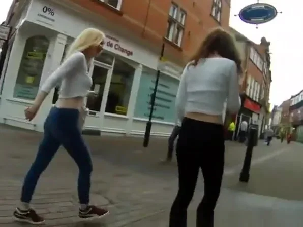 Blonde and brunette teens 18+ wearing tight pants