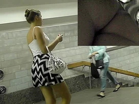 Really hot upskirt views of the young plump chick