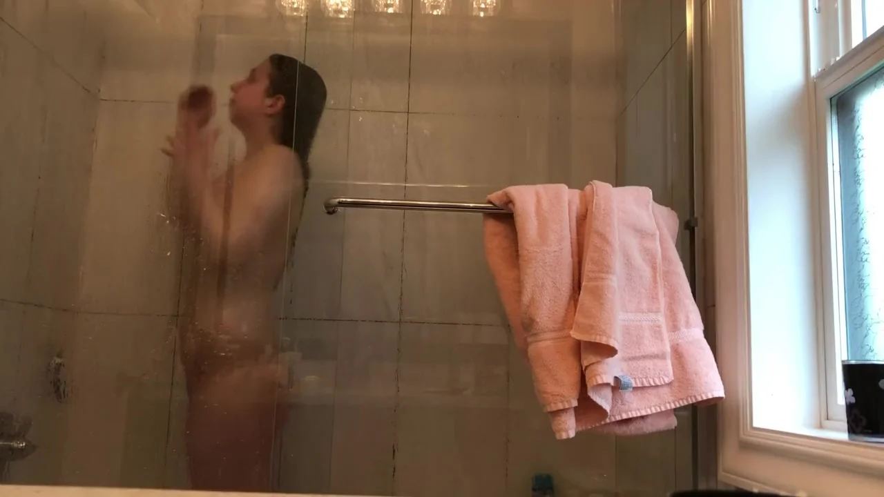 18 year old Volleyball player glass shower! again