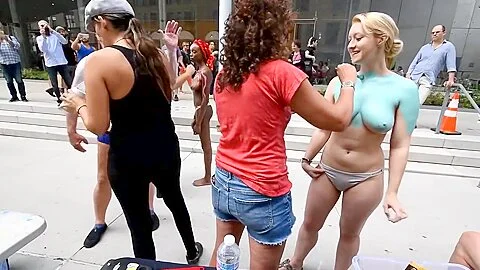 nude models - Body Painting in City Hall