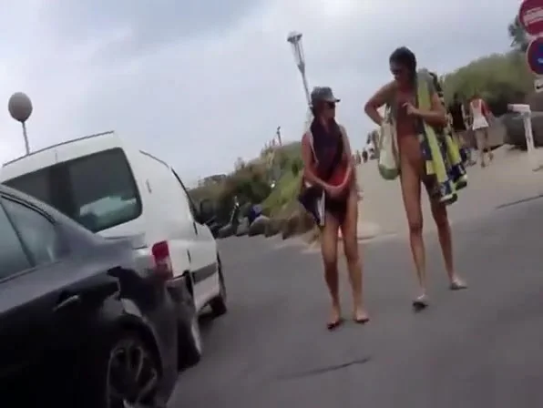 Nudist walking on the nudist beach