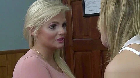 Big tits lesbian Blair Williams convinced innocent chick Katy Jayne for a lesbian sex